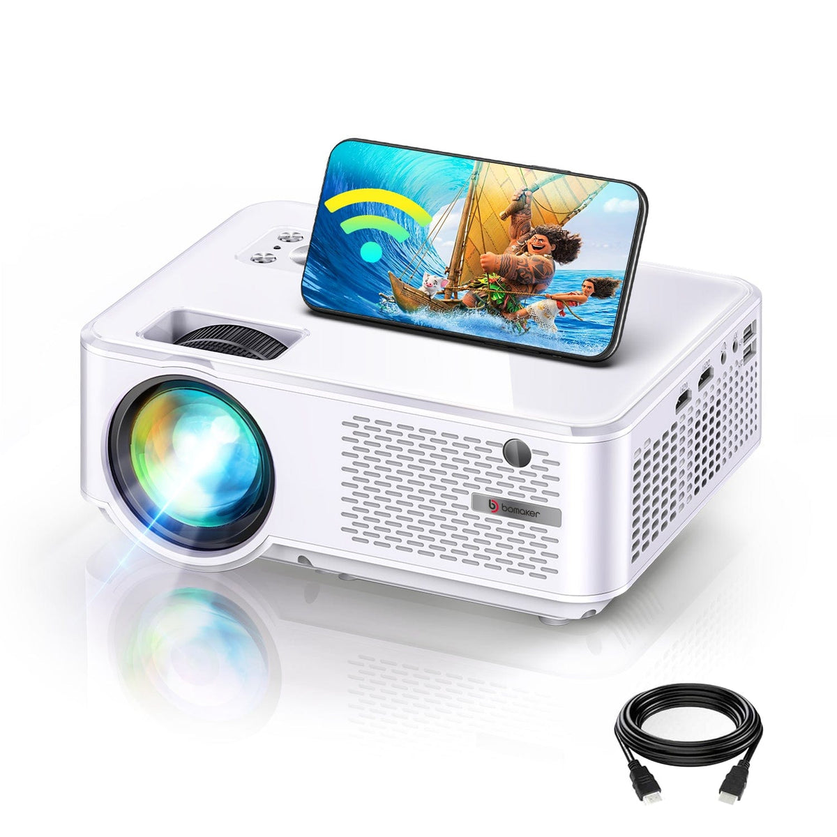 Auto Focus] Wimius Projector, Native 1080P Projector with WiFi and Bluetooth,  Smart Home Movie Projector 4K Support, 300 Large Screen, for iOS/Android 