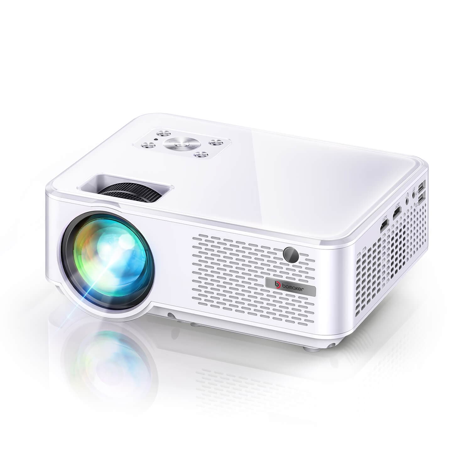 [Big Sale]Native 1080P Mini WiFi Projector for Smart Phone,Wireless Bluetooth Projector with Speakers,Mini Indoor Outdoor Movie Projector with Digital - 2